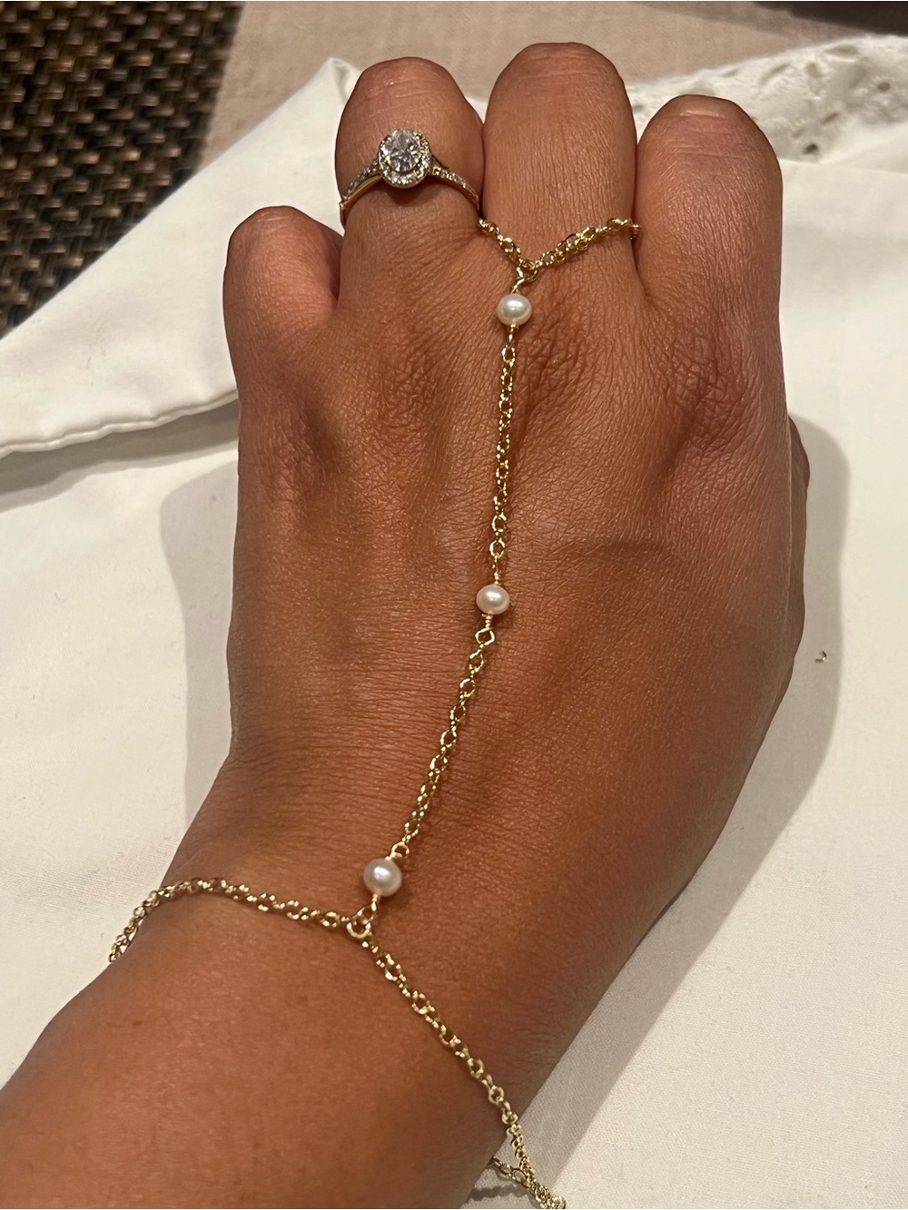 Delicate fresh water pearl  Hand Chain
